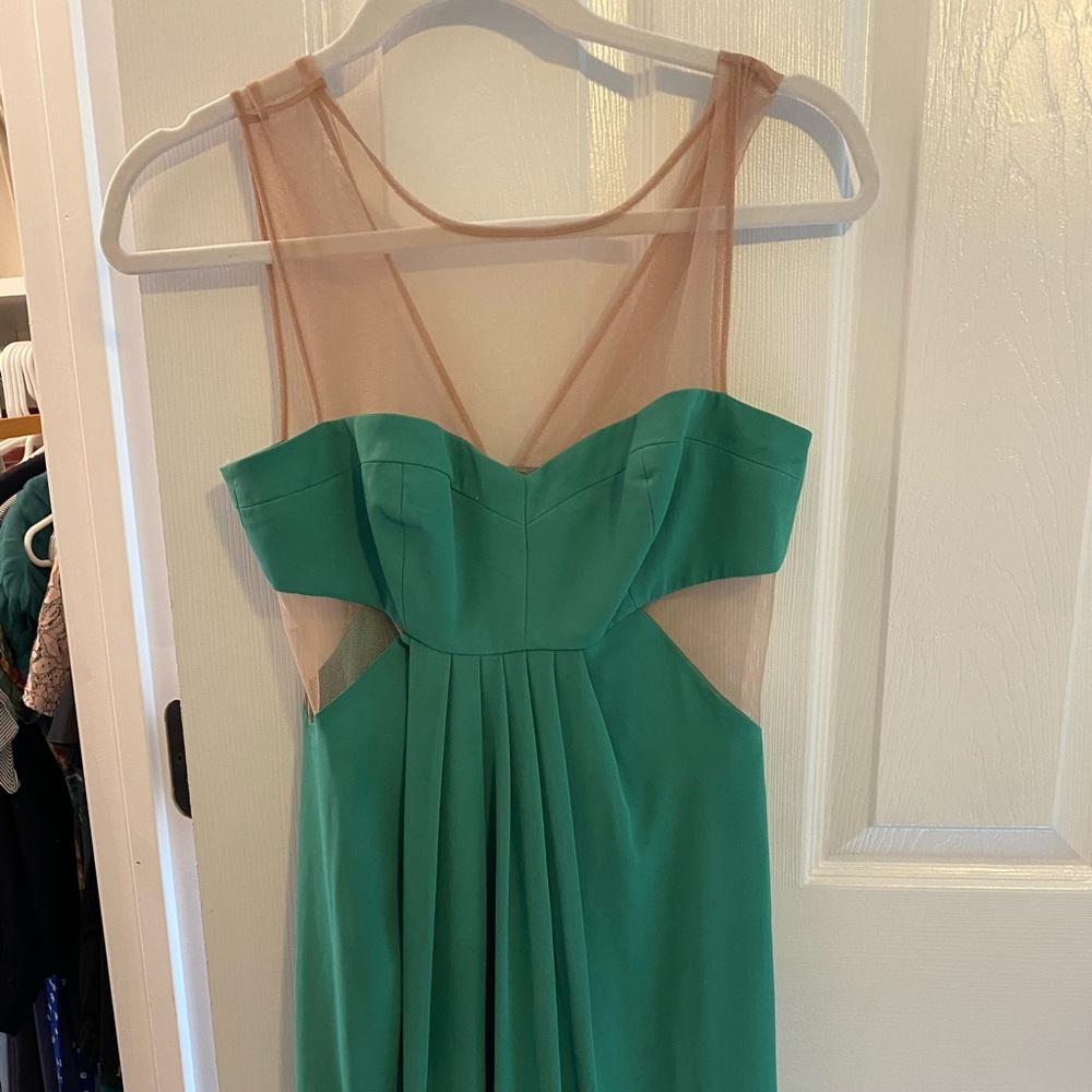 Green dress with nude mesh